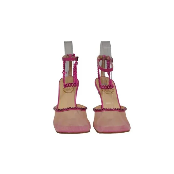 Nalebe Womens Stellar Mules Wildcard US 7 EU 37 Pink Mesh Square Toe Heels